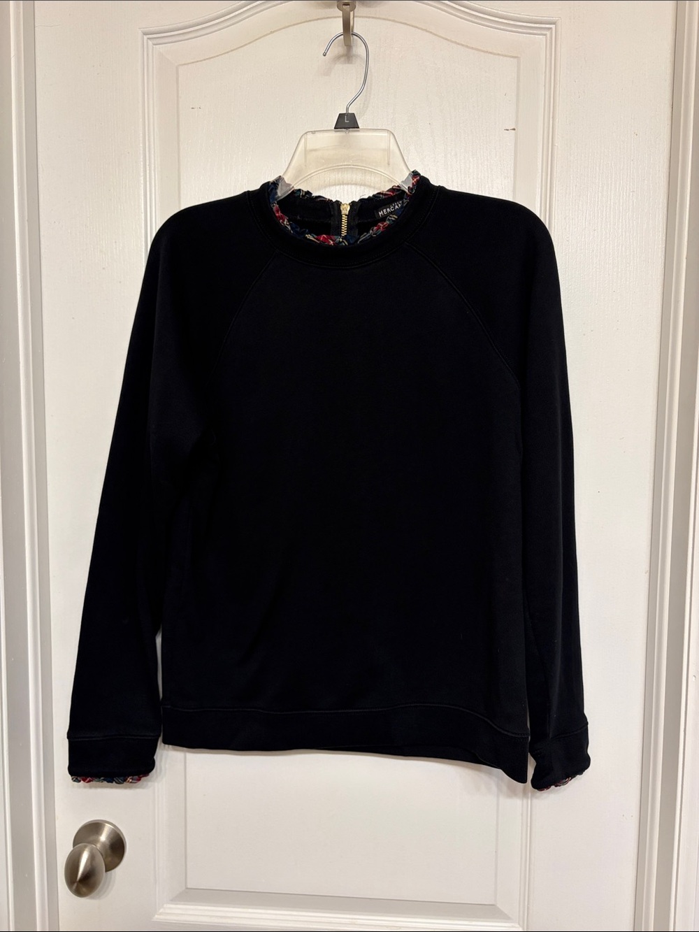J. Crew Plaid Ruffleneck Sweatshirt